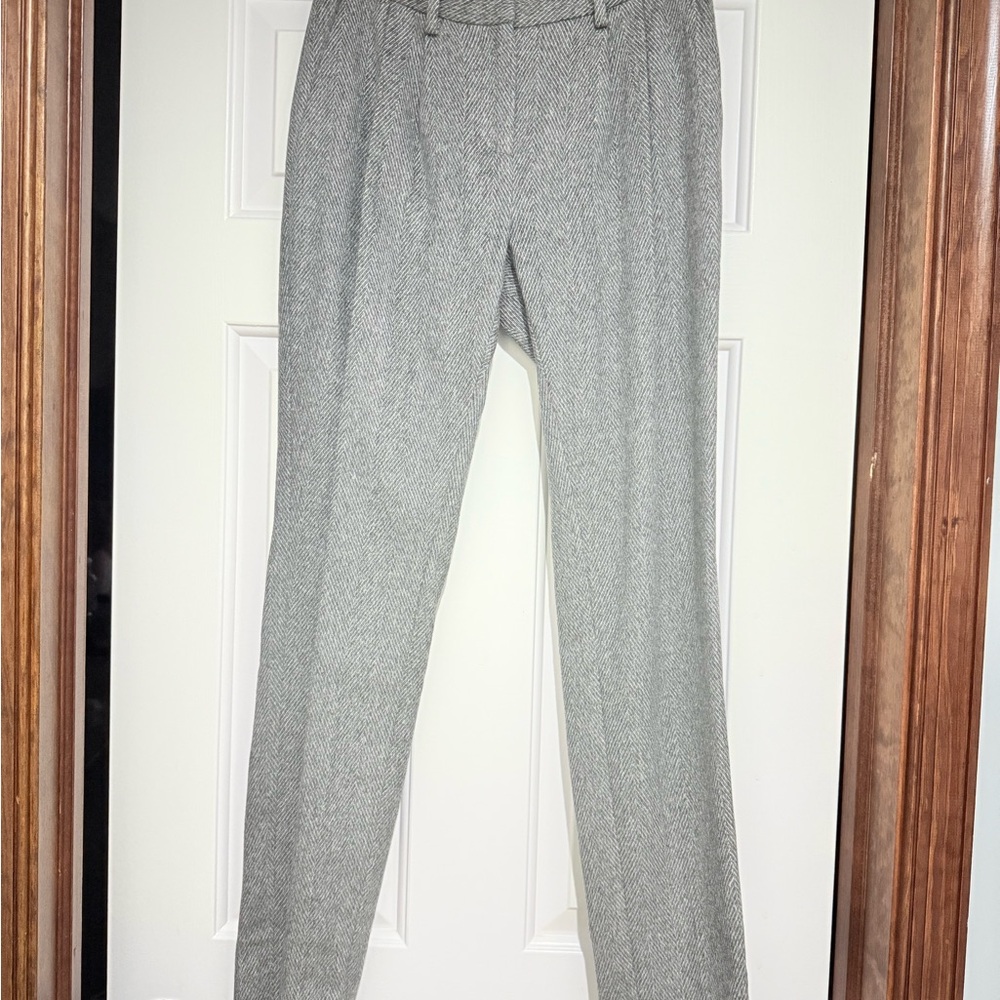Nellie Partow Women’s Gray Herringbone Dress Pants Size 4 NWT